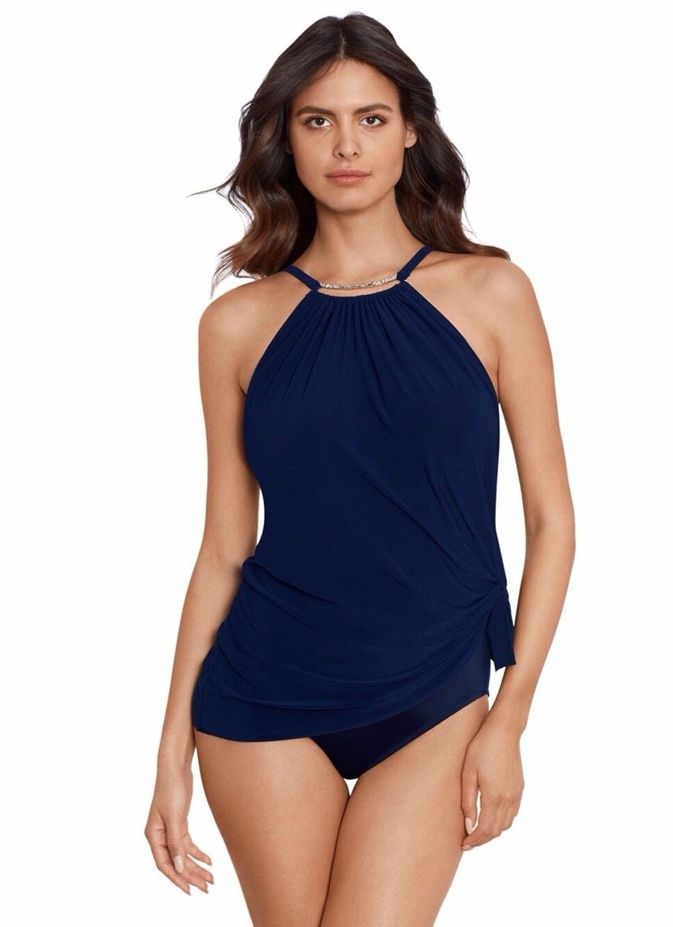 MAGICSUIT Navy Blue Parker Underwire Tummy Control Convertible Swim Dress Sz 12
